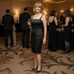 Luciano Barbera Black silk blend sheath dress Italian luxury minimalist 44 (US8)